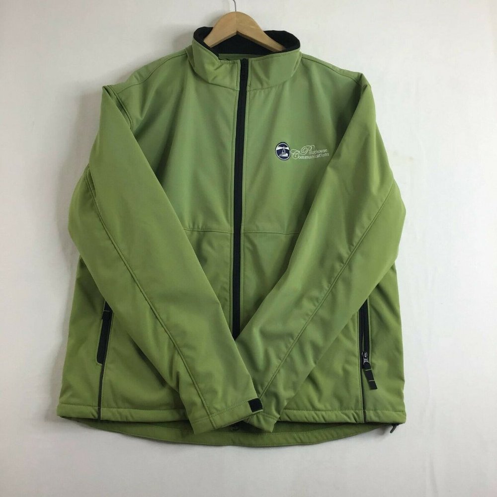 Clique Men's Olive Yacht Logo Zipped Pockets Full Zip Bomber Jacket Size L